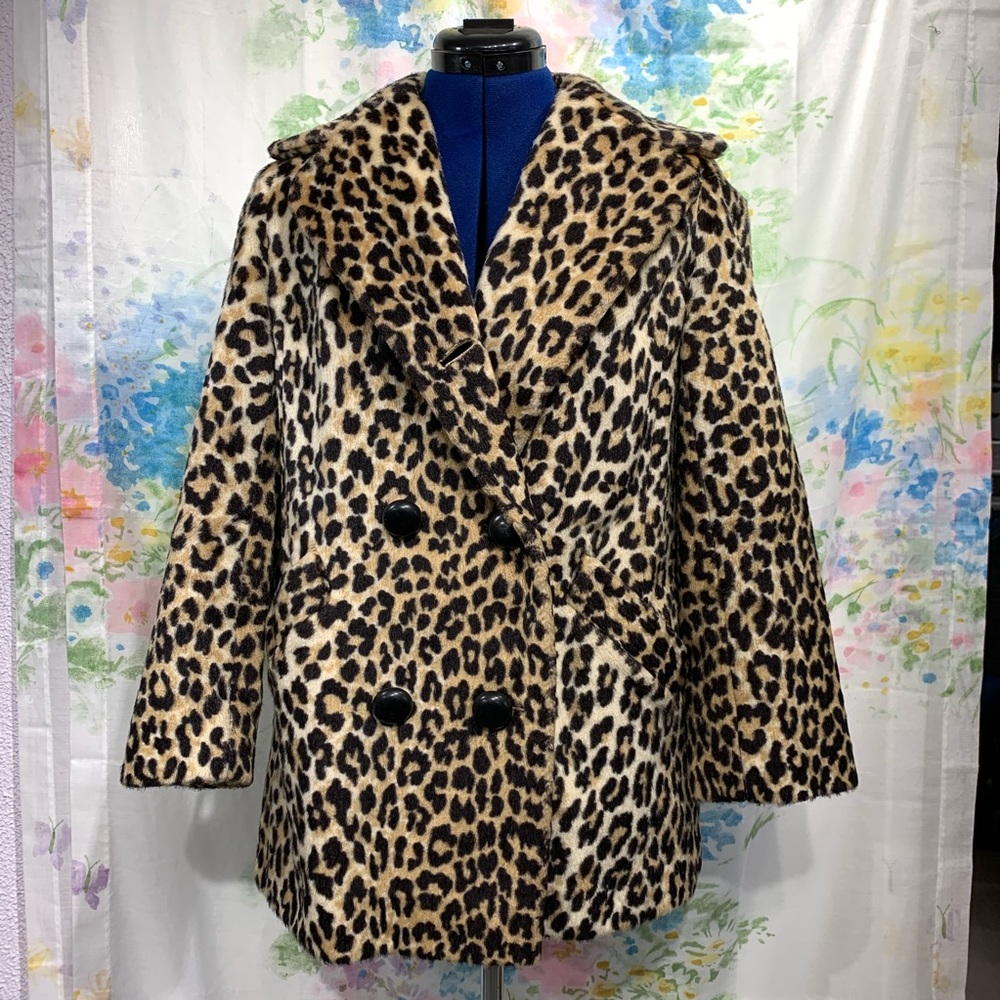 Vintage Leopard Print Faux Fur Jacket